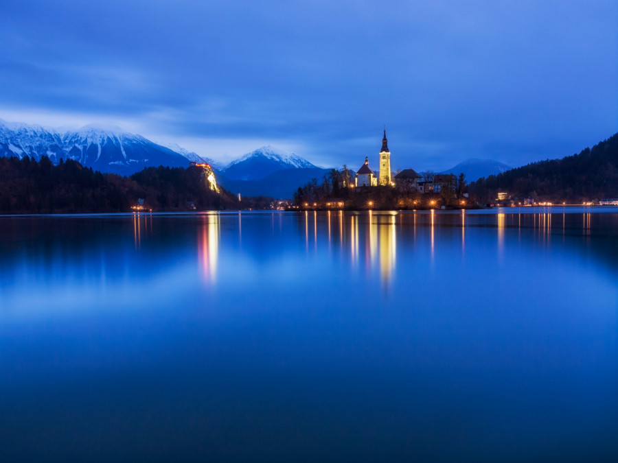 Jezero Bled a kostel na ostrovu
