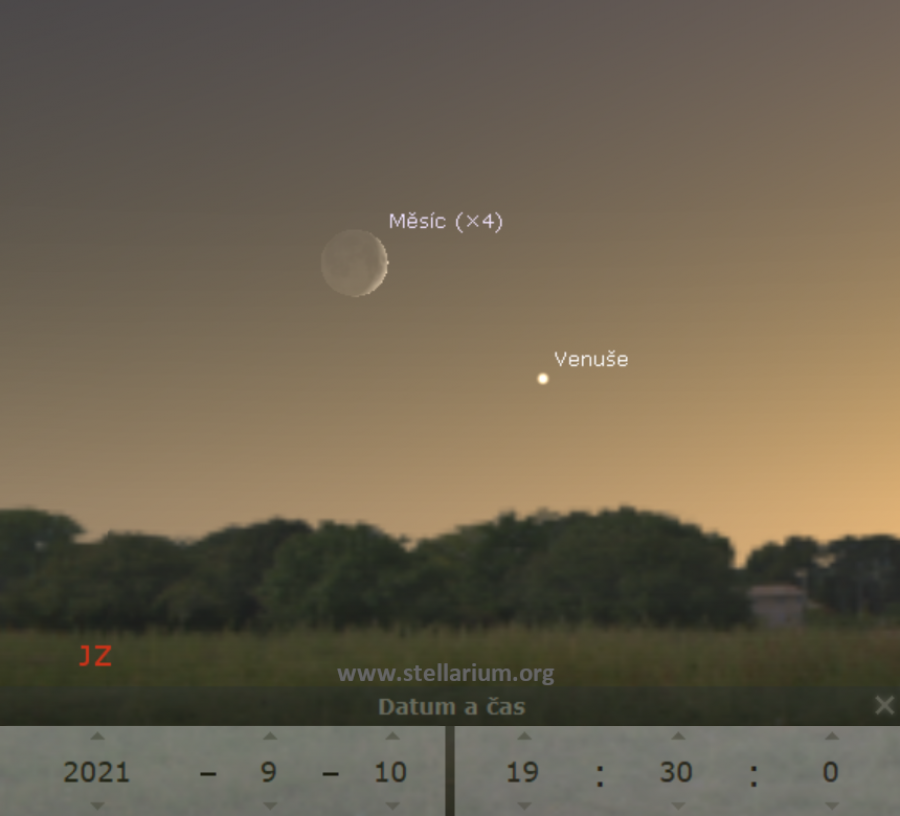 10. 9. 2021 - Msc v konjunkci s Venu veer nad jihozpadnm obzorem.