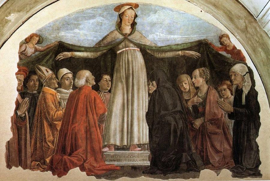 Panna Marie Milosrdn a rodina Vespucci - Simonetta vpravo uprosted
