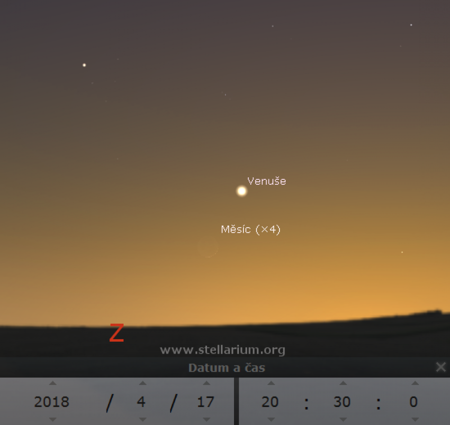 17. 4. 2018 - Msc u Venue se ztrc v ervncch na veern obloze.